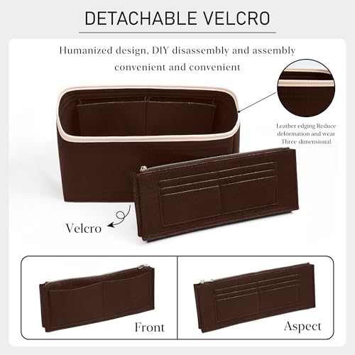 Purse Organizer Insert Compatible with LV Speedy 25 Bag Insert,Premium Felt Lightweight 25 Bag Organizer with Base Shaper, Tote Handbag Inner Divider Purse Accessories with Zipper Pocket,Brown - color: Brown, size: Speedy 25