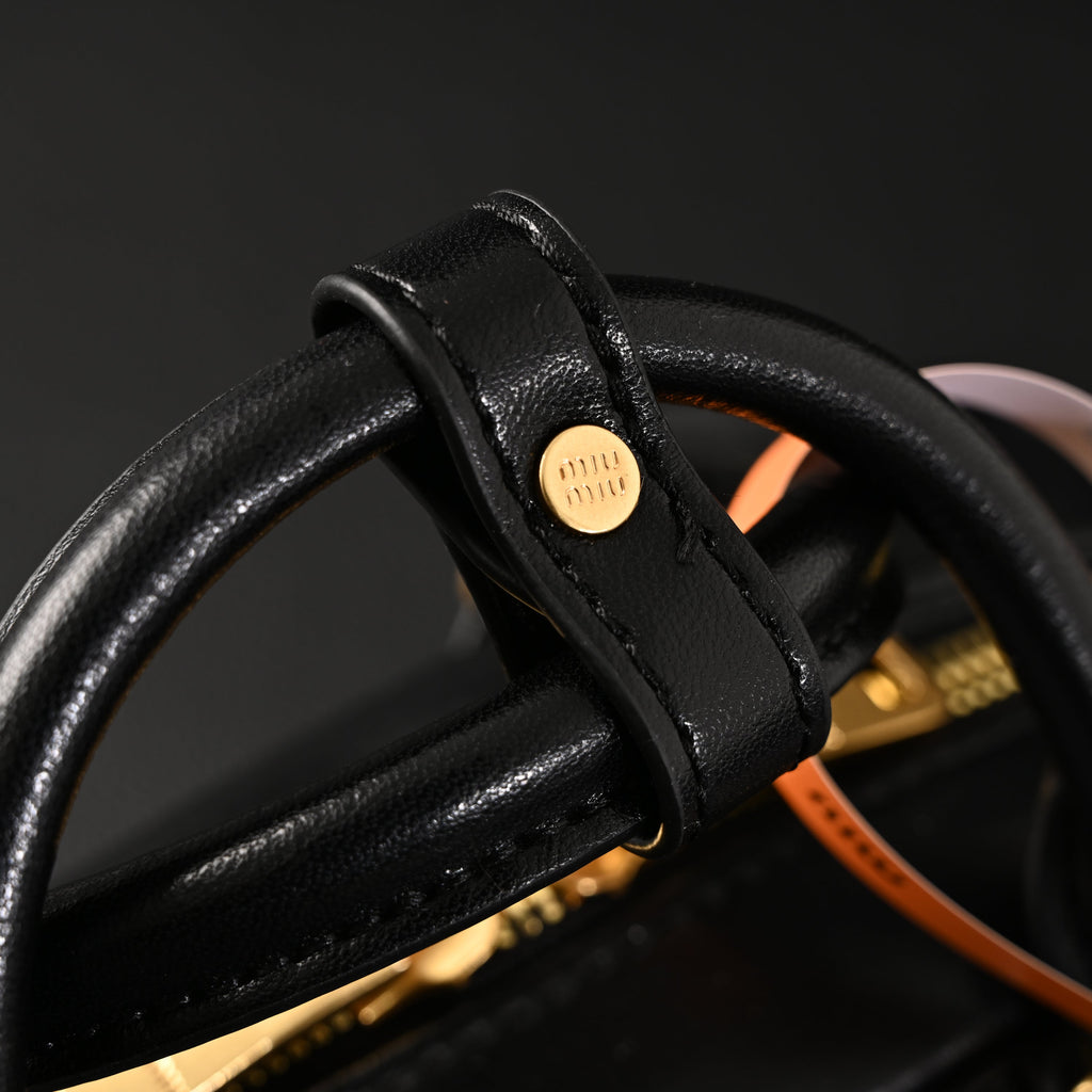 Miu Miu Black Matelassé Leather Top Handle Bag
