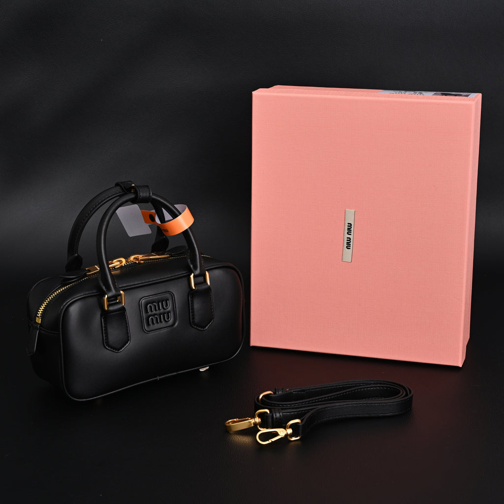 Miu Miu Leather Top Handle Satchel – Classic Black